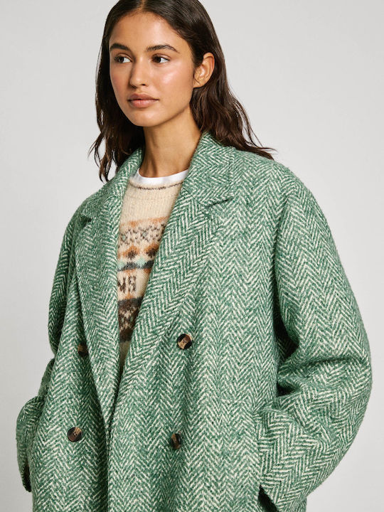 Pepe Jeans Women's Coat with Buttons Green