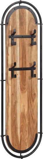 vidaXL Wooden Wall Hanger 16 Hooks Brown 34x110cm 2 Pieces