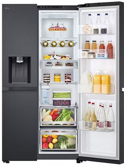 LG Side-by-Side Kühlschrank 628Es Total NoFrost H179xB91.3xT73.5cm. Schwarz GSLE91EVAC