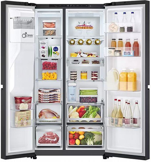LG Side-by-Side Kühlschrank 628Es Total NoFrost H179xB91.3xT73.5cm. Schwarz GSLE91EVAC