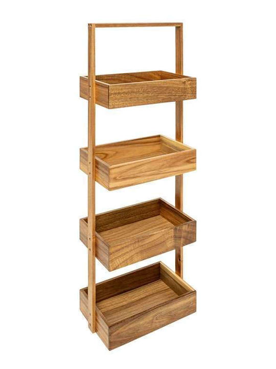 5Five Floor Bathroom Shelf Wooden with 4 Shelves 26.8x16x88cm Beige