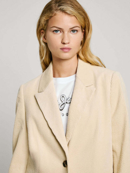 Pepe Jeans Long Women's Corduroy Blazer White