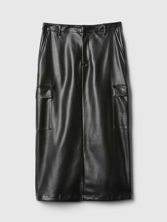 Δερμάτινη Midi Φούστα Black