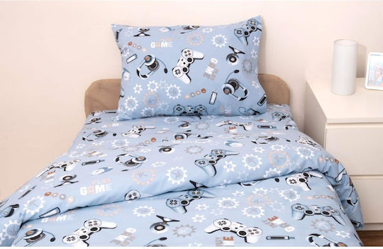 Viopros Kids Duvet Set Double Sided Single with Pillowcase Blue 160x240cm