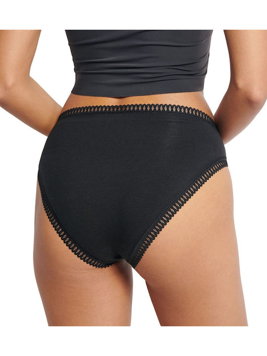 H High Βαμβακερά High Waist Women's Slip 3Pack with Lace Blue
