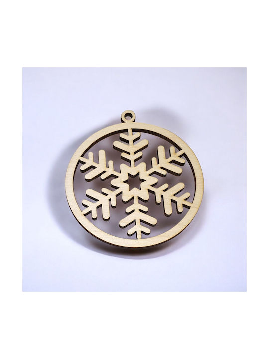 Snowflake Christmas Tree Ornament Wooden Beige 10x10cm