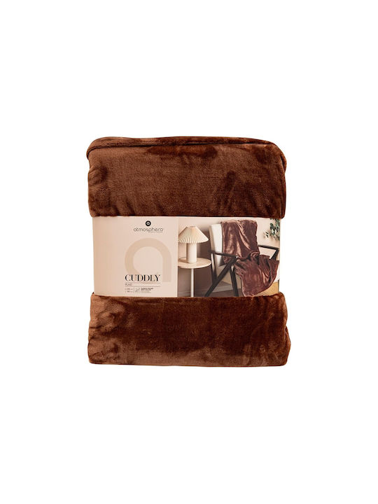 Atmosphera Cuddly Velvet Blanket Semi-Double 180x230cm Brown