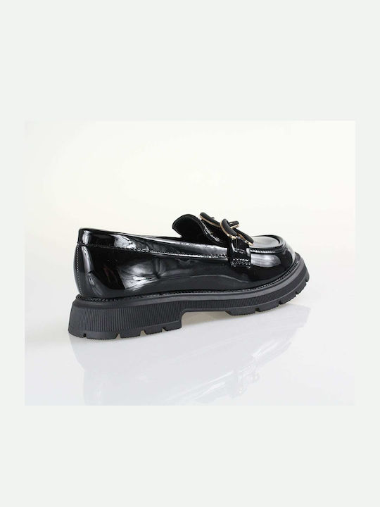 SmartKids Girls Patent Leather Moccasins Black