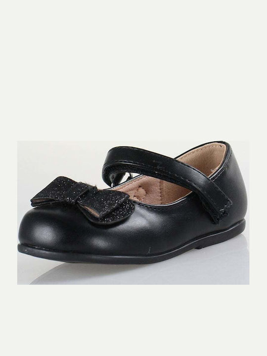 Kids Anatomic Ballerinas with Hoop & Loop Closure Black