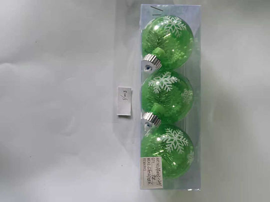 Hängendes Kugel Ornament Ornament Grün 8cm Set 3Stück