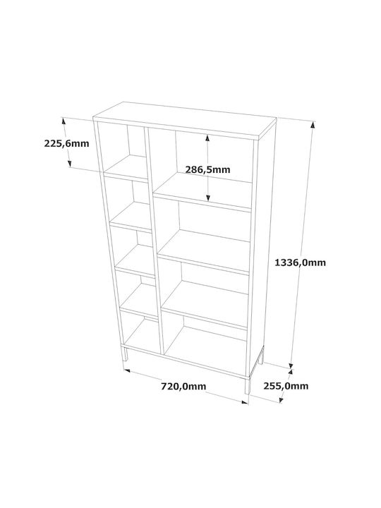 Bookcase Aurora Charcoal 72x25.5x133.6cm