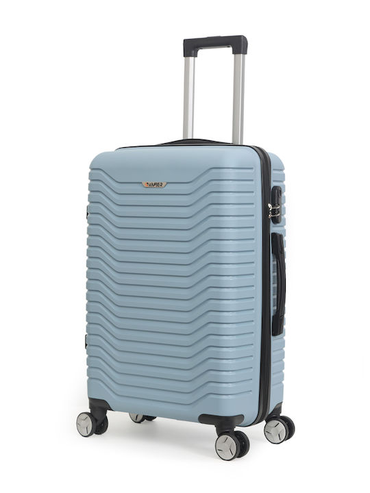 Amber Medium Travel Suitcase Hard Ciell with 4 Wheels Height 65cm AM1008/60-CIEL