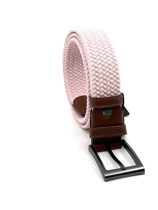 Elastic Men's Fabric Knitted Pink Belt