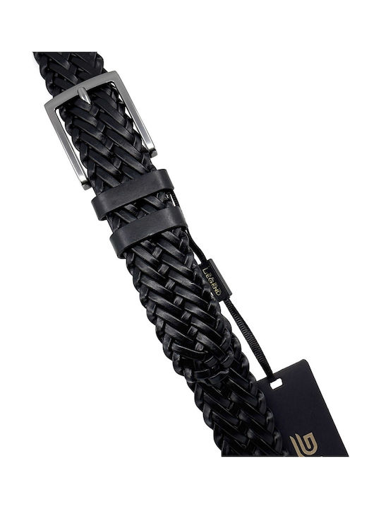 Men's Belt Leather Knitted Black