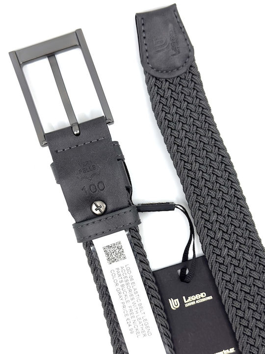 Elastic Men's Belt Fabric Knitted Dark Gray