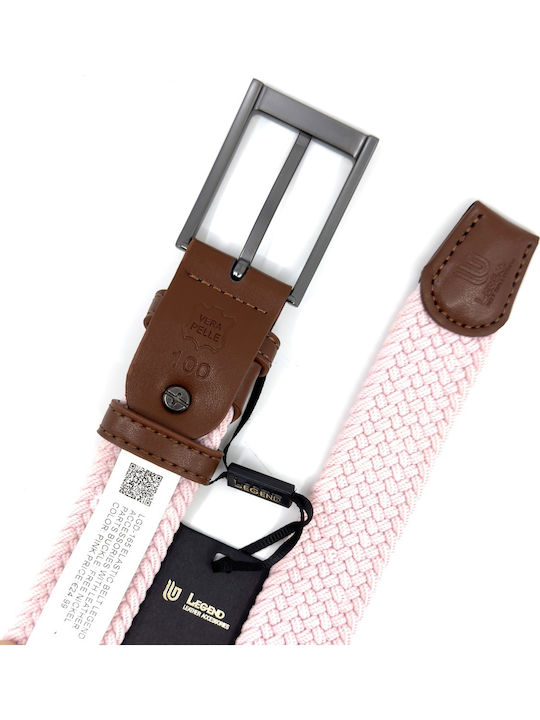 Elastic Men's Fabric Knitted Pink Belt