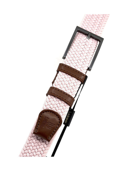 Elastic Men's Fabric Knitted Pink Belt