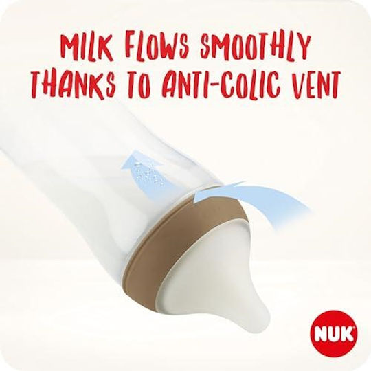 Nuk Biberon Plastic Perfect Anti-colici cu Tetină din Silicon pentru 3+ Luni Multicolor 260ml