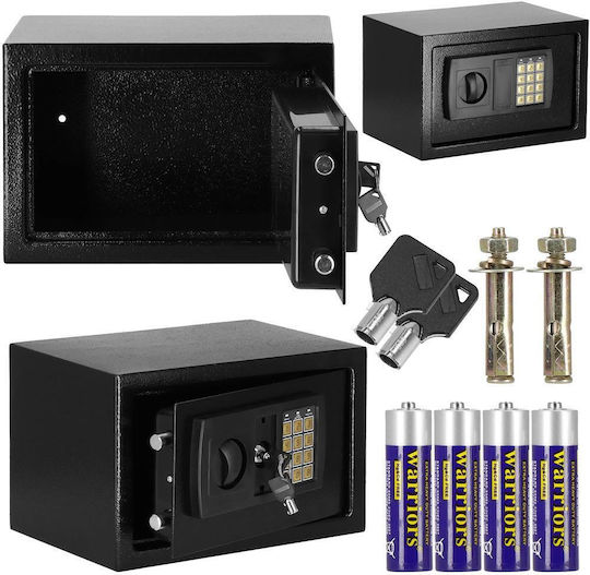 Seif electronic cu cod și cheie 200x310x200 mm oțel negru