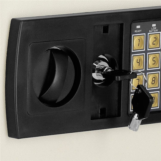 Seif electronic cu cod și cheie 200x300x200 mm oțel bej