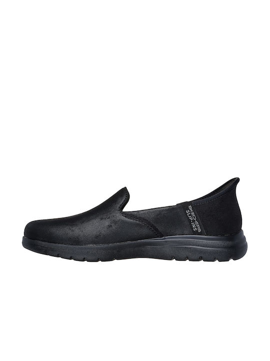 Skechers Women's Leather Slip-Ons Black