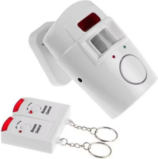 Mini Alarm System Remote Control White Motion Sensor Timer
