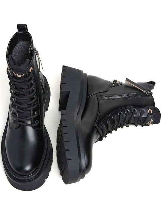 Drop 3 Queen Handler Leather Women's Ankle Boots with Medium Heel Black