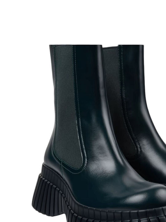 Leather Women's Ankle Boots Green