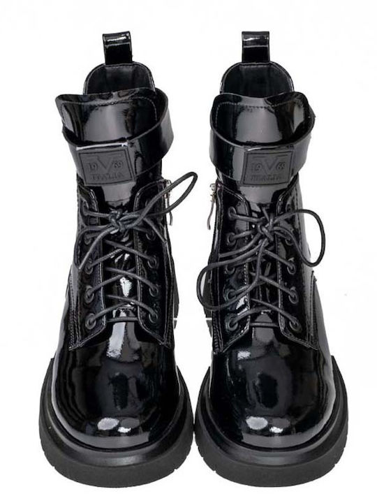 Women's Patent Leather Ankle Boots Black