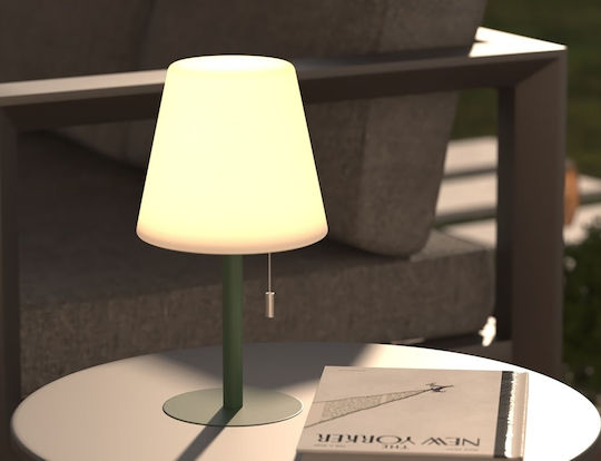Atmosphera Zack Metallisches Tischlampen LED mit Weißem Hut und Grüner Basis