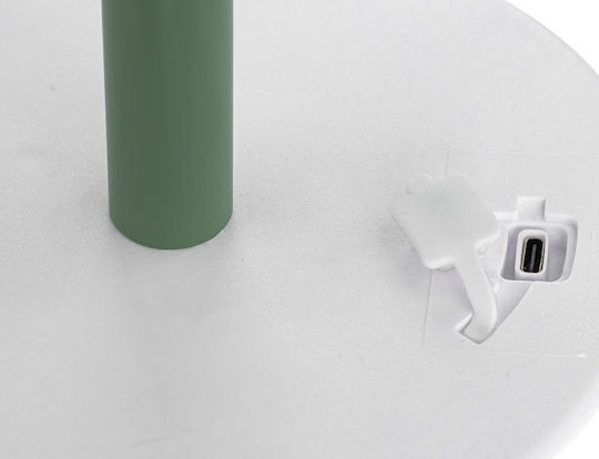 Atmosphera Zack Metallisches Tischlampen LED mit Weißem Hut und Grüner Basis