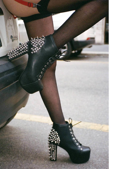Lita Spike Black 00141 Γυναικεία Μποτάκια Μαύρα