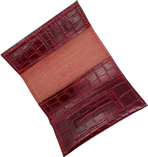 ByLeather Leather Tobacco Pouch With Magnetic Clasp Red Crocodile
