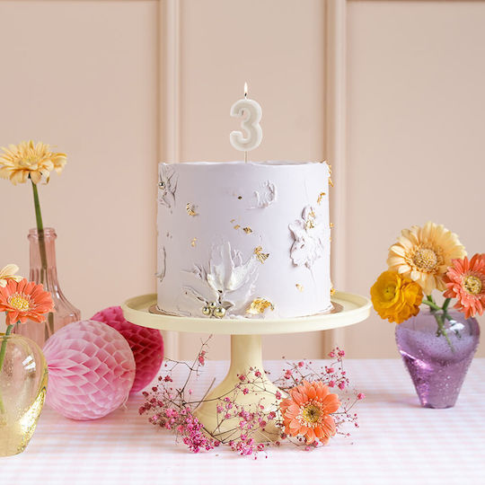PartyDeco Birthday Candle Number "3" in Beige Color SCU14-3-013
