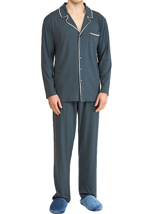 Harmony Men's Winter Cotton Pajamas Set Charcoal