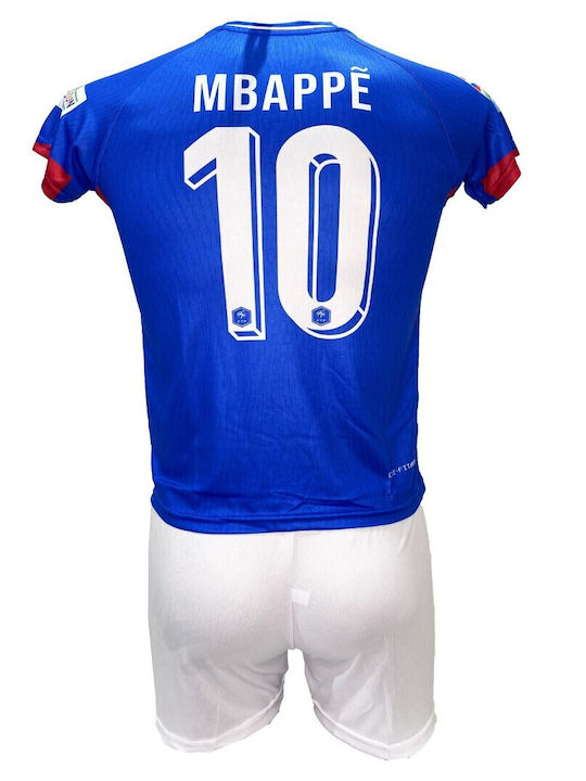 Παιδικό Σετ Ποδοσφαίρου Εθνική Γαλλίας Mbappe Μπλε Ασπρο 92023-24