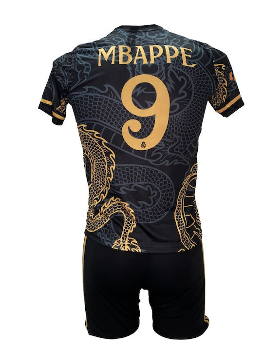 Kids Real Madrid Mbappe Football Set Black Gold Dragon 2211-16