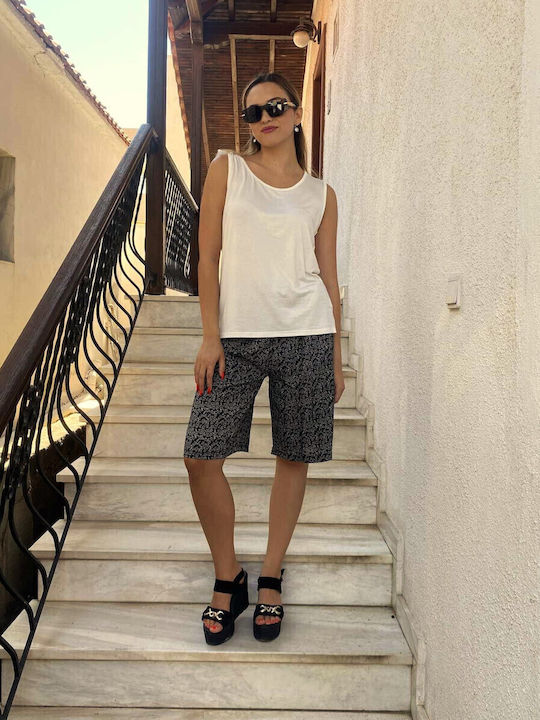 Damen Bluse Baumwolle Ärmellos Weiß