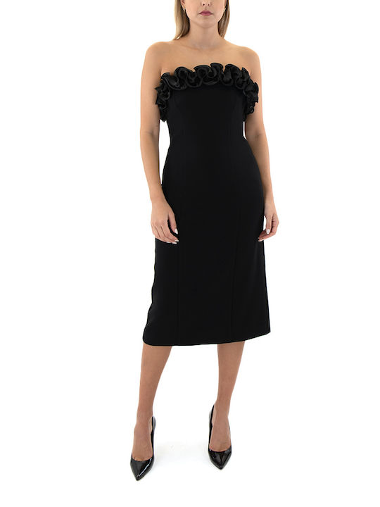 Twenty 29 Midi Dress for Wedding / Baptism Strapless Black (Black)