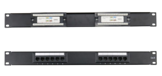 Safewell Patch Panel για Rack 1U 19" 12 Θυρών cat5e Μαύρο