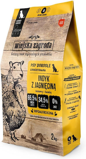 Wiejska Zagroda 2kg Dry Food Grain-Free & Gluten-Free for Adult Dogs with Turkey and Lamb