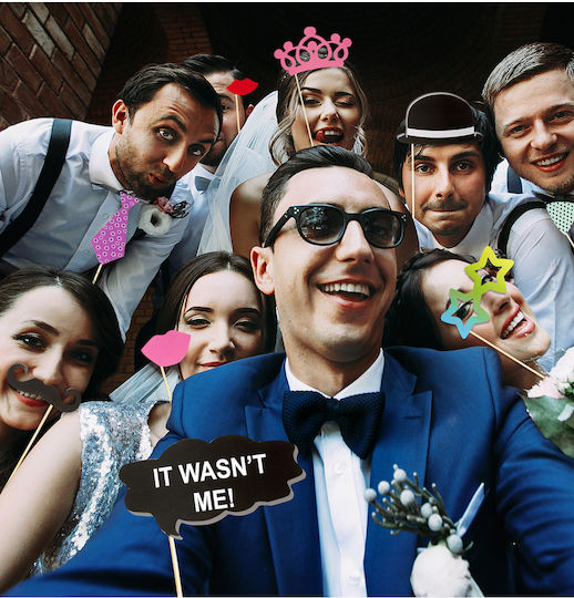 Widmann Photo Booth Prop για Party με Θέμα "Γάμος" Σετ 20τμχ 08153