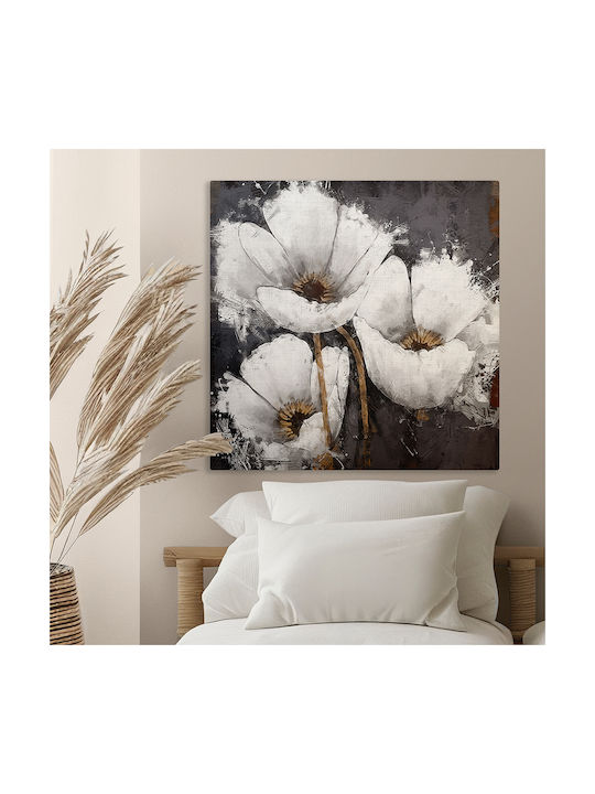 Πίνακας Καμβά Λευκά Άνθη Knv2541 40cm X 40cm