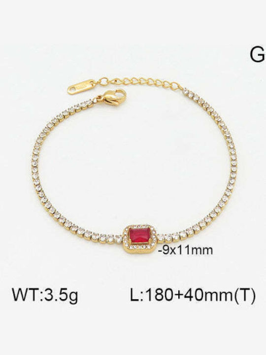 Bizou-Shop Women's Riviera Bracelet Made of Stainless Steel Gold Plated with Zircon 22cm