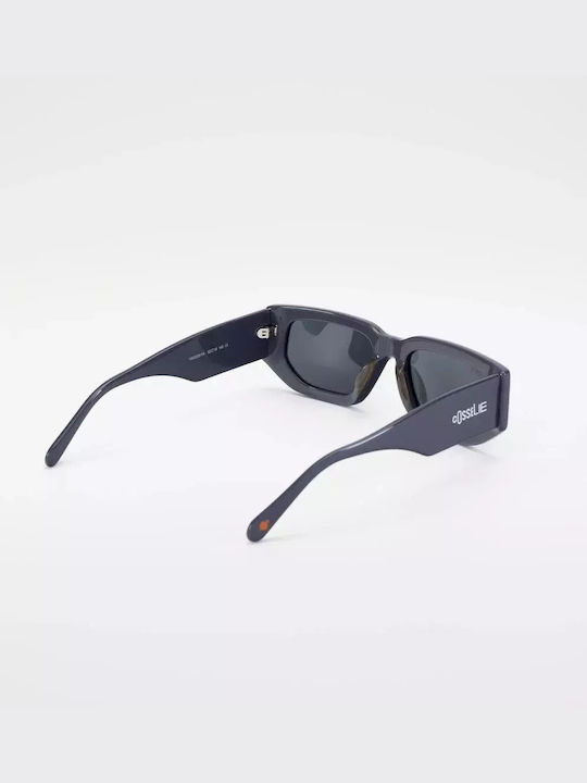 Cosselie Acri Unisex Sunglasses with Gray Horn-Rimmed Frame and Gray Lenses