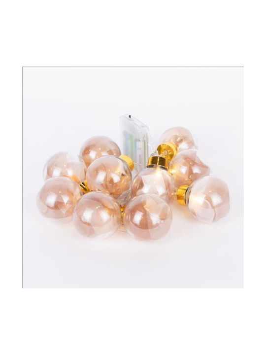 Eurolamp Illuminated Christmas Fabric Figure Ball Rose Gold Length 6cm 3pcs