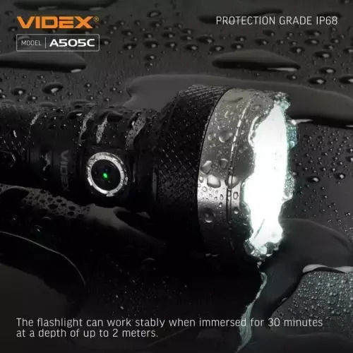 Videx Επαναφορτιζόμενος Φακός LED IP68 με Μέγιστη Φωτεινότητα 5500lm