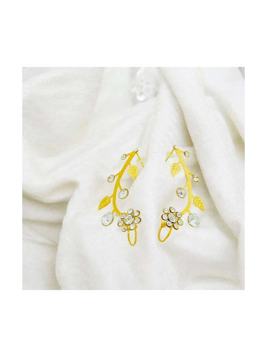 Bizou-Shop Earrings Ear Climbers made of Steel Gold Plated with Stones