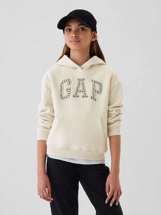 GAP Kids Sweatshirt with Hood and Pockets Beige