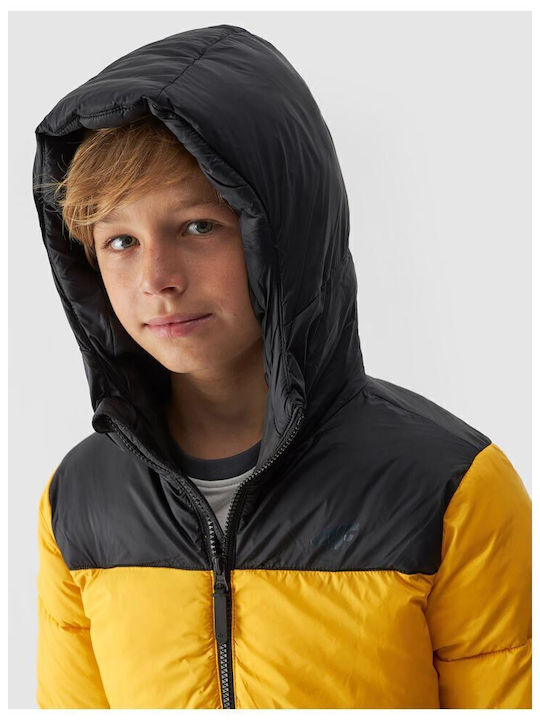 Waterproof Kids' Sports Jacket with Hood Yellow
